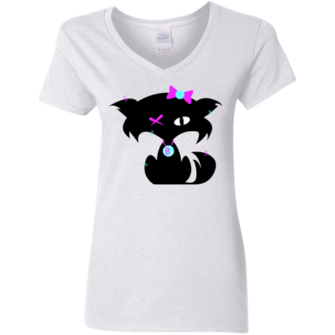 Fly Kitten Stop Bullying White V-Neck T-Shirt