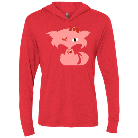 Fly Kitten Vintage Red Hooded T-Shirt with Pink Kitten