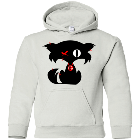 Fly Kat White No Drawstring Pullover Hoodie with Medallion on Back