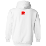 Fly Kat White Drawstring Pullover Hoodie with Medallion on Back